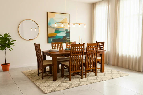 Adal 6 Seater Dining Set in Honey Finish