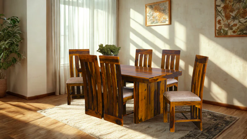 Apex 6 seater Dining set in Honey Finish