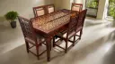 Brass Plate 6 Seater Dining Set in Honey Finish