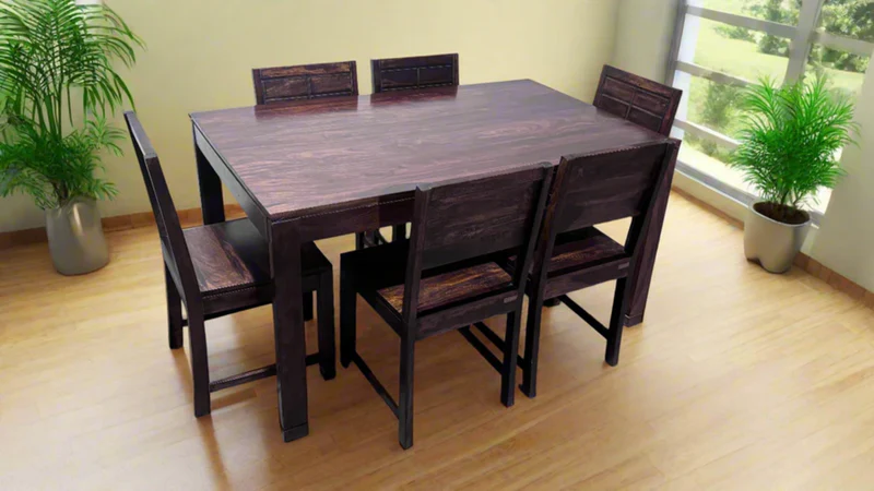 Cert 6 Seater Dining Set in Walnut Color