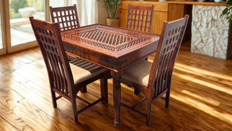 Jiksa 4 seater Dining Set in Honey Finish