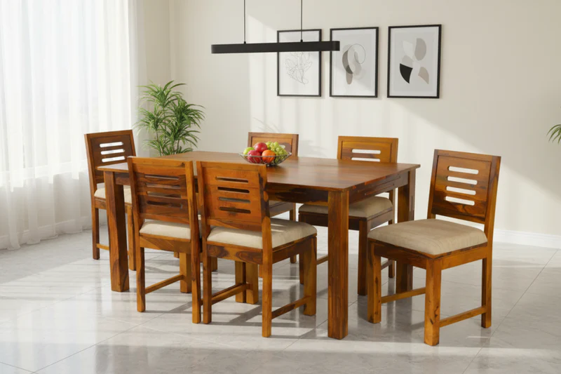 Marine 6 Seater Dining Set in Honey Finish
