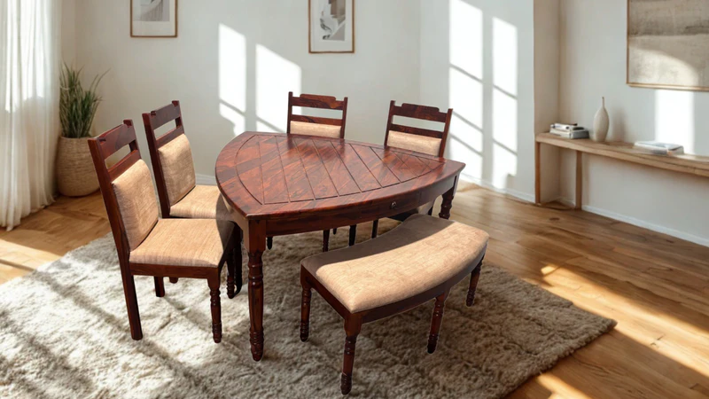 Triangle 6 Seater Dining Set in Honey FInish