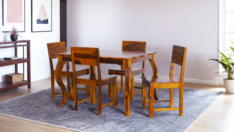 Vibe 4 Seater Dining Set in Honey Finish