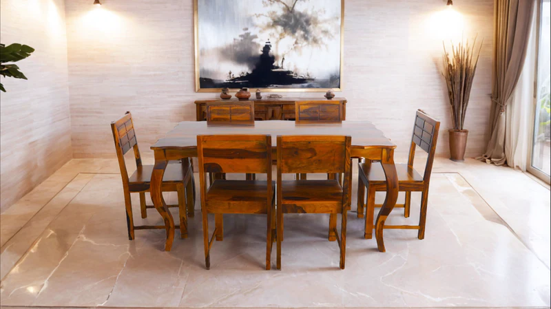 Vibe 6 Seater Dining Set in Honey Finish