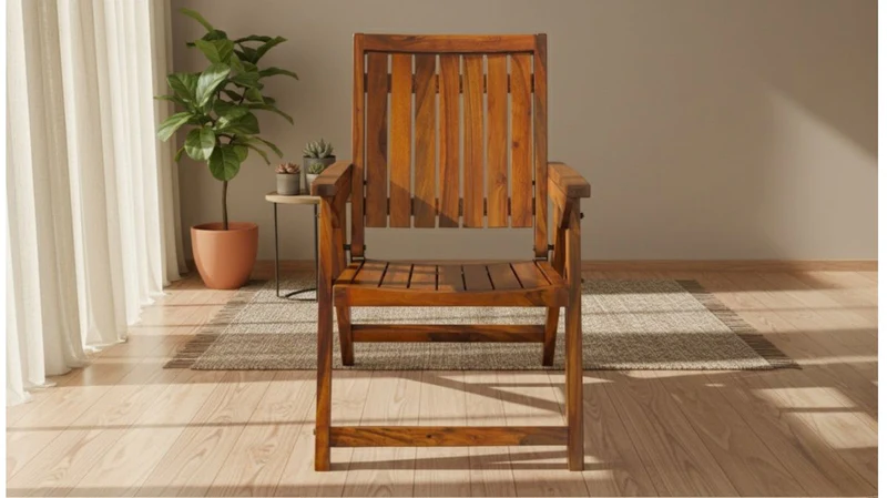 Belt Folding Arm Chair in Honey Finish