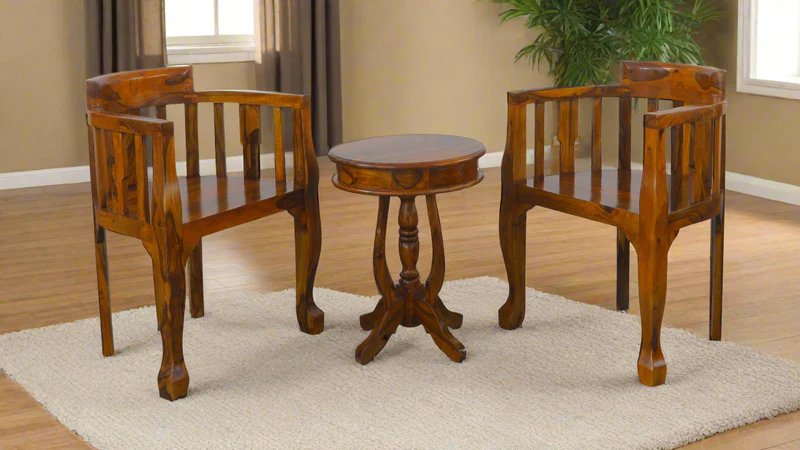 Spinner Arm Chair Set in Honey Finish