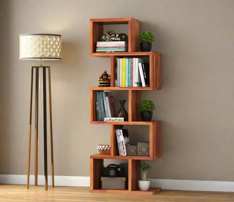 Zig Zag Book Rack in Honey Finish
