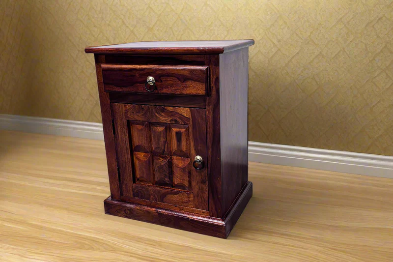 Bottle Bed Side Table in Honey Finish