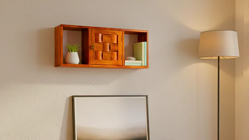 Woven Wall Shelf in Honey Finish