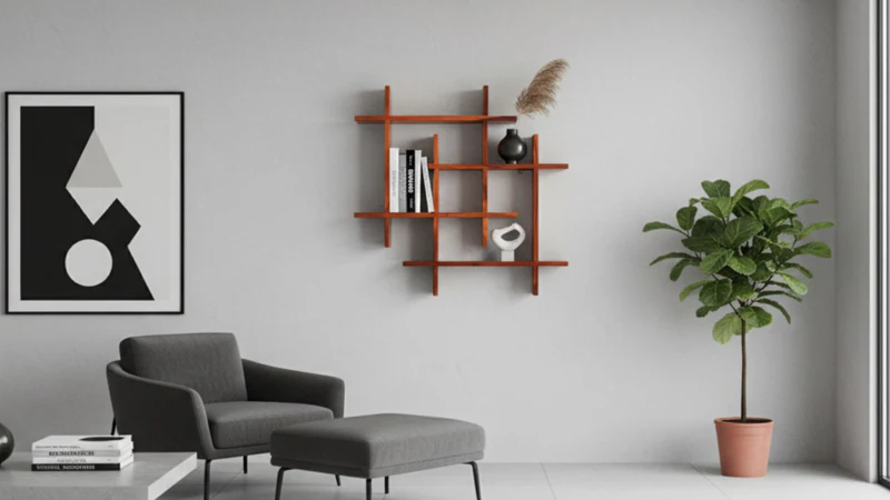 Zig Zag Wall Shelf in Honey Finish