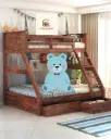 "Decor Your Home with STRATA FURNITURE – Sheesham Wood Bunk Bed with 2 Drawer Storage | Elegant Wooden Double Bed (Natural Finish)"