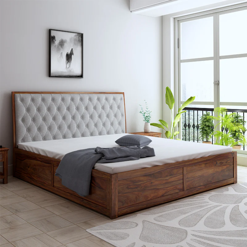 Avon King Grey Box Storage Bed-Teak Finish