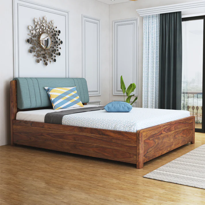 Lannister Aqua Queen Box Storage Bed-Teak