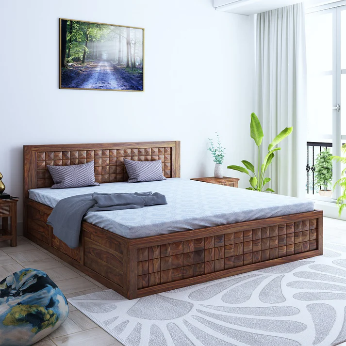 Bayleef Queen Front Drawer Storage Bed-Teak 