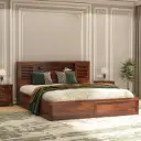 Alpine Counter Sheesham Wood King Box Bed - Teak Finish