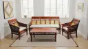 Brass Carvin Sofa Set in Honey Finish
