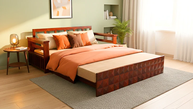 Diamond Sofa cum Bed in Honey Finish