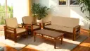 Magazine 5 Seater Sofa Set in Honey Finish