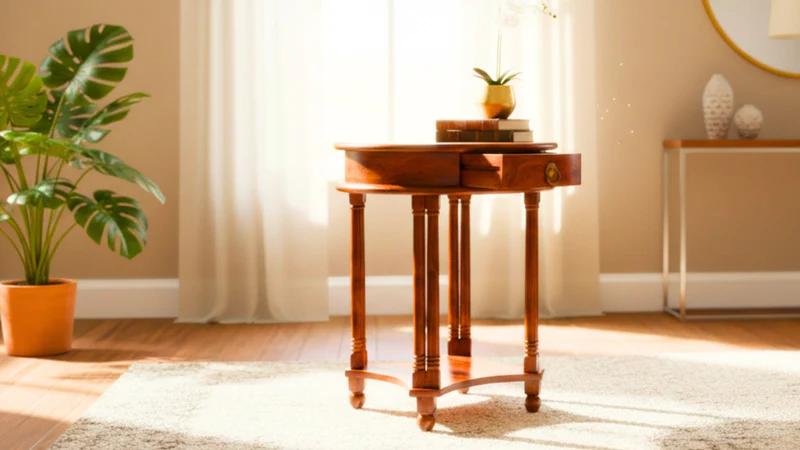 Dale End Table with Drawer in Honey Finish